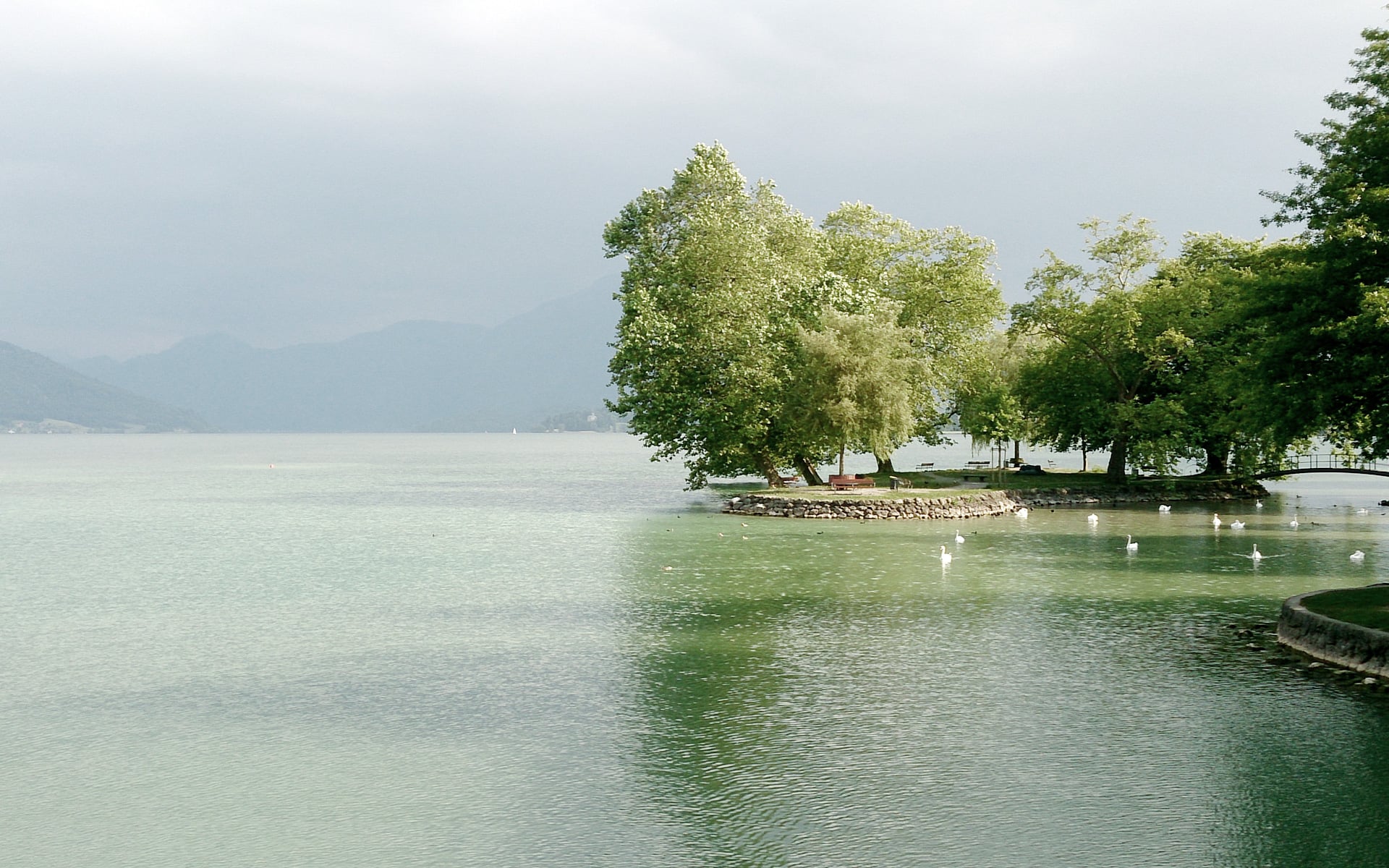 The idyllic Lake Zug in Cham, Switzerland