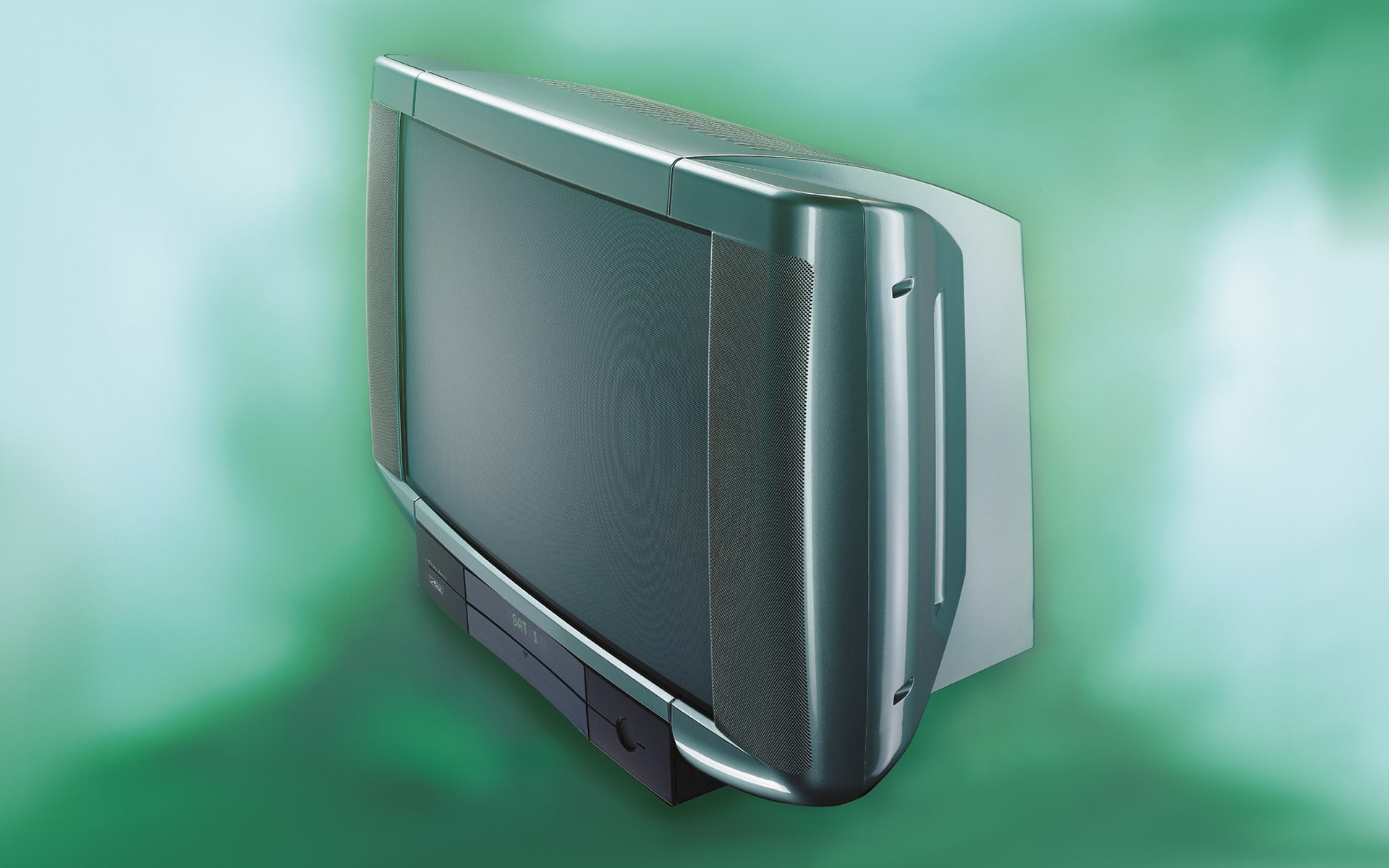 Grüngrauer Fernseher Varioline für Metz von ITO Design, 1997 entworfen