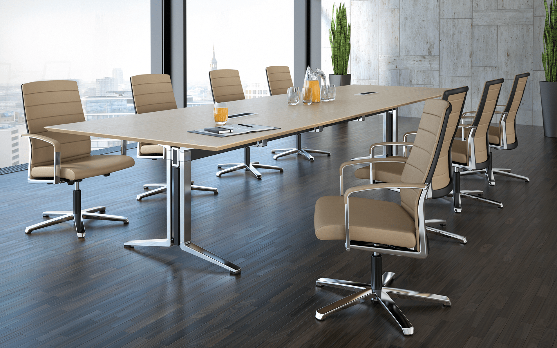 Modern conference hall, furnished with K+N Agenda conference chairs by ITO Design in beige