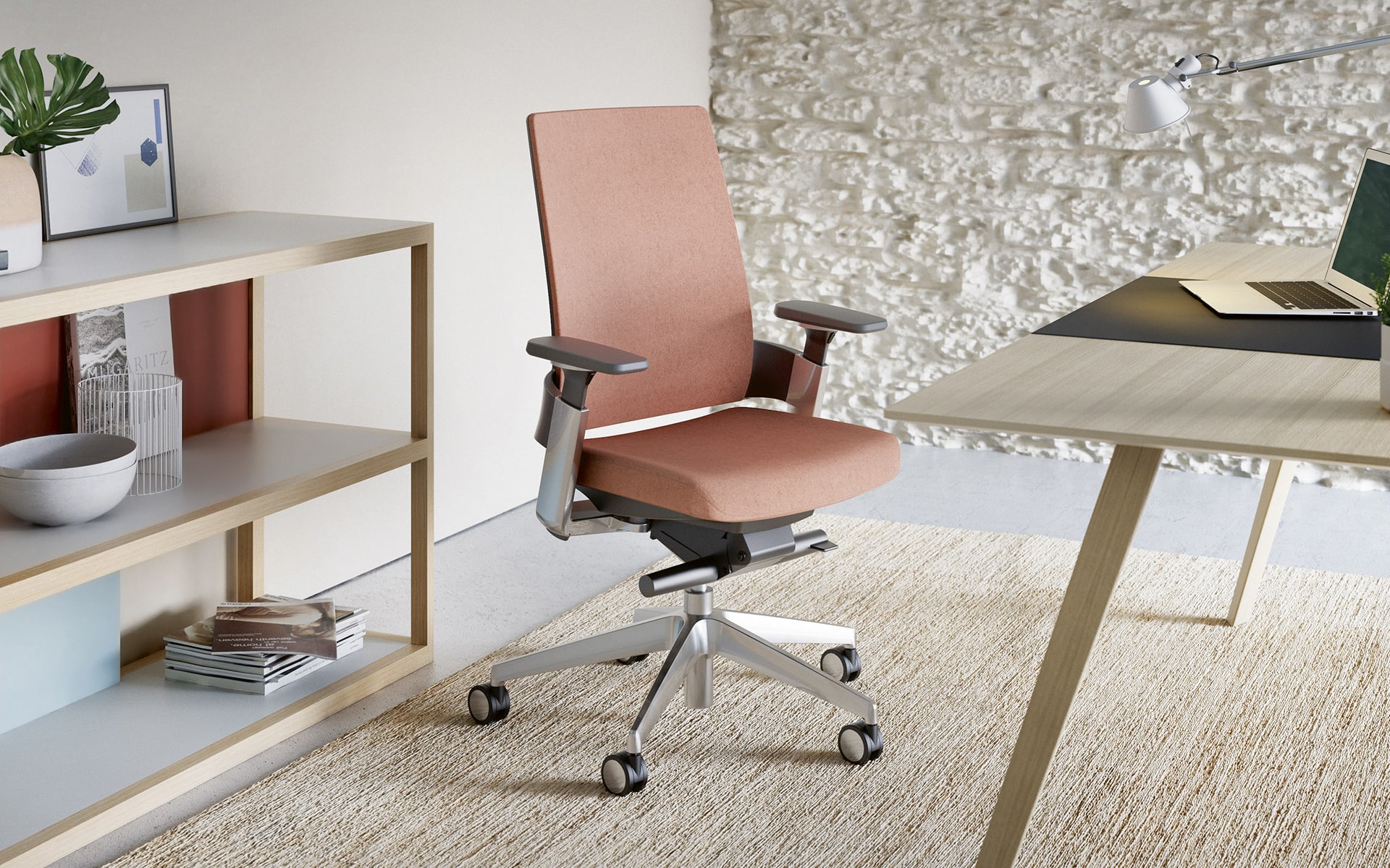 Forma 5 3.60 office chair by ITO Design with orange upholstery in stylish office