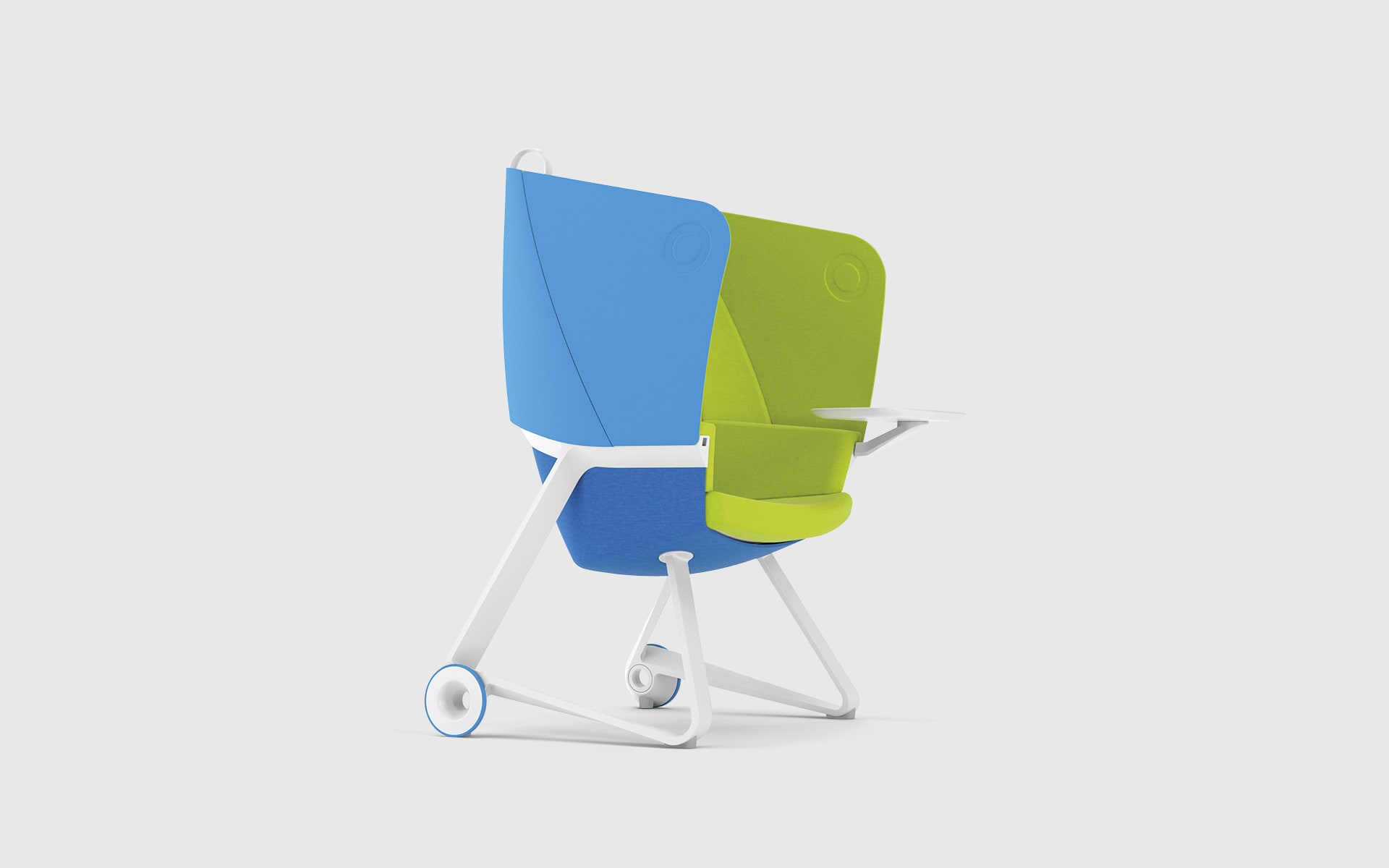 BASF TeamUP chair by ITO Design in bright blue, bright green and white