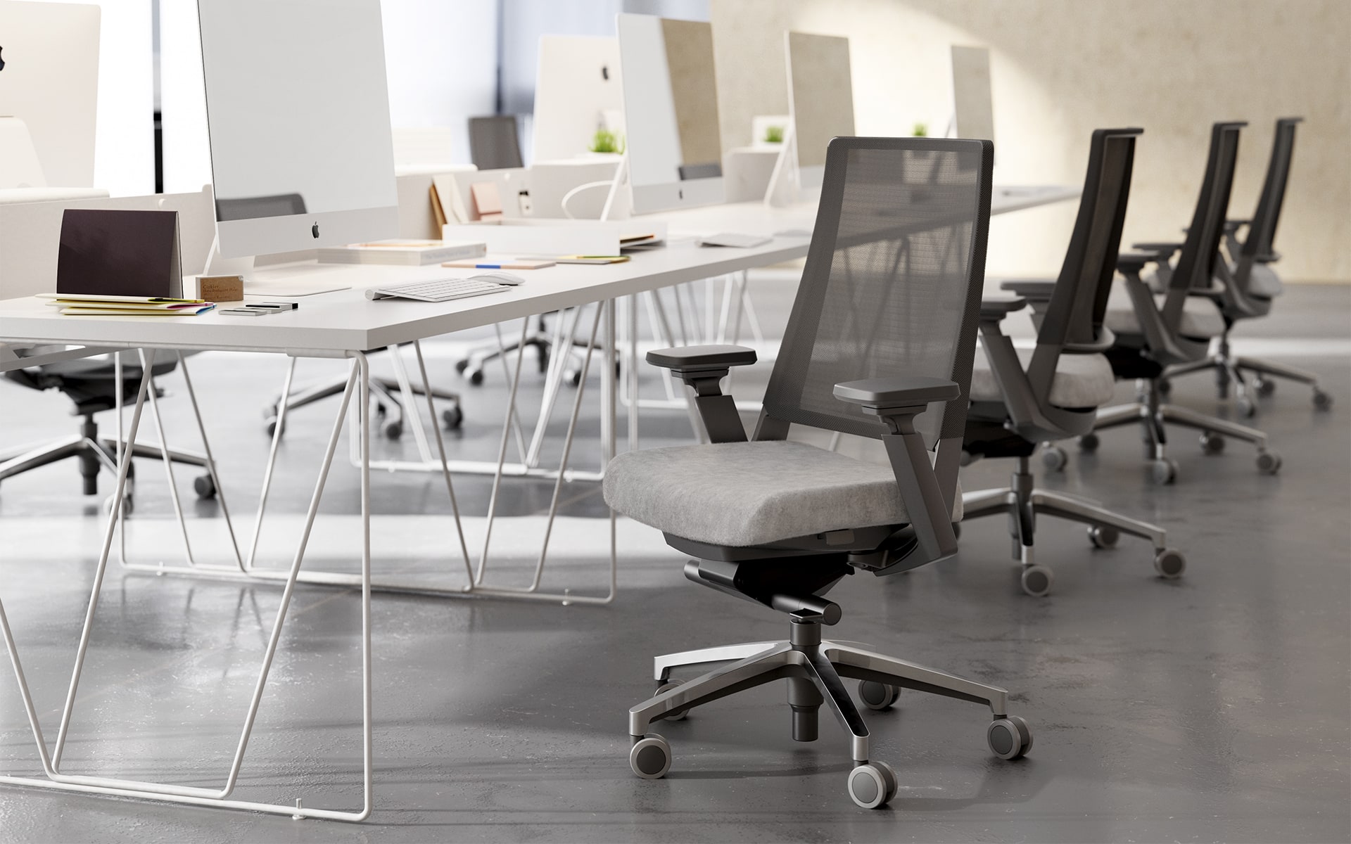 Forma 5 Kineo office chairs by ITO Design in grey in bright group workspace