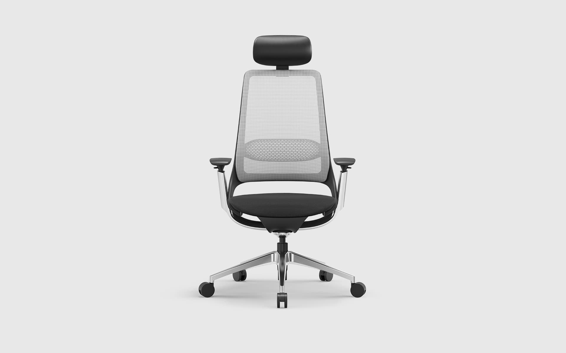 Office chair Hug designed by ITO Design for Enova in black/grey – front view